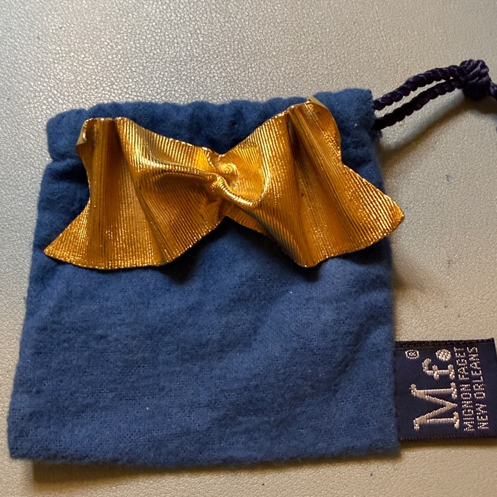 Mignon Faget Vermeil Gold Bow Brooch